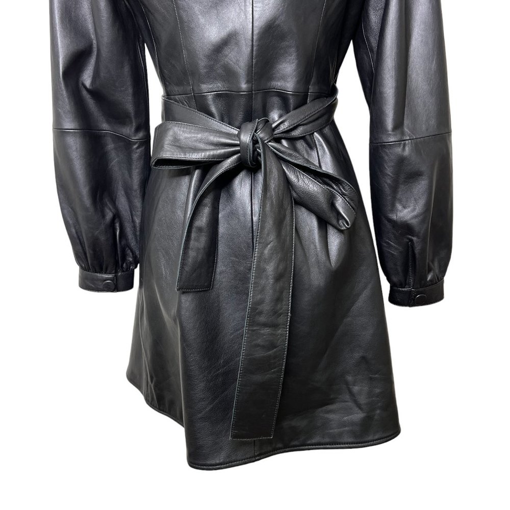 Maje Rosetola Long Sleeve Leather Wrap Dress Black Size 1 - Picture 11 of 17